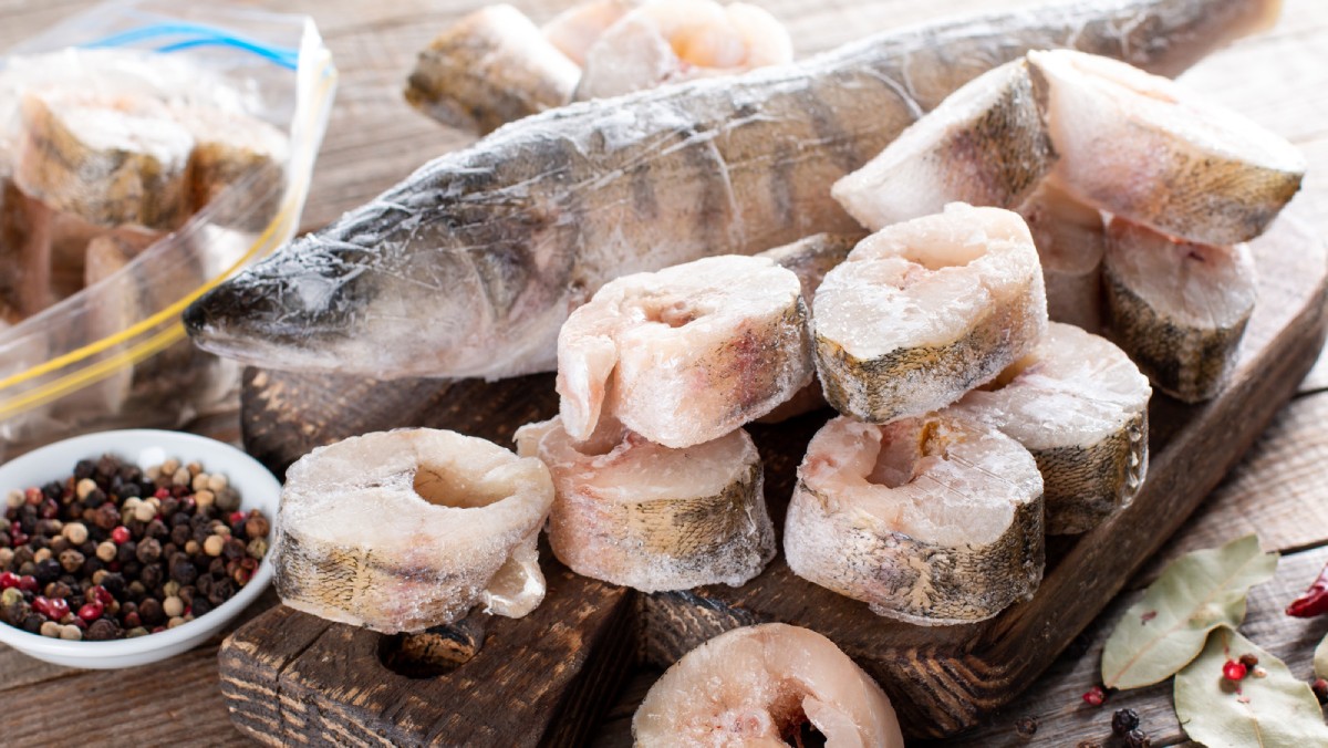 Frozen fish fillets ready to cook